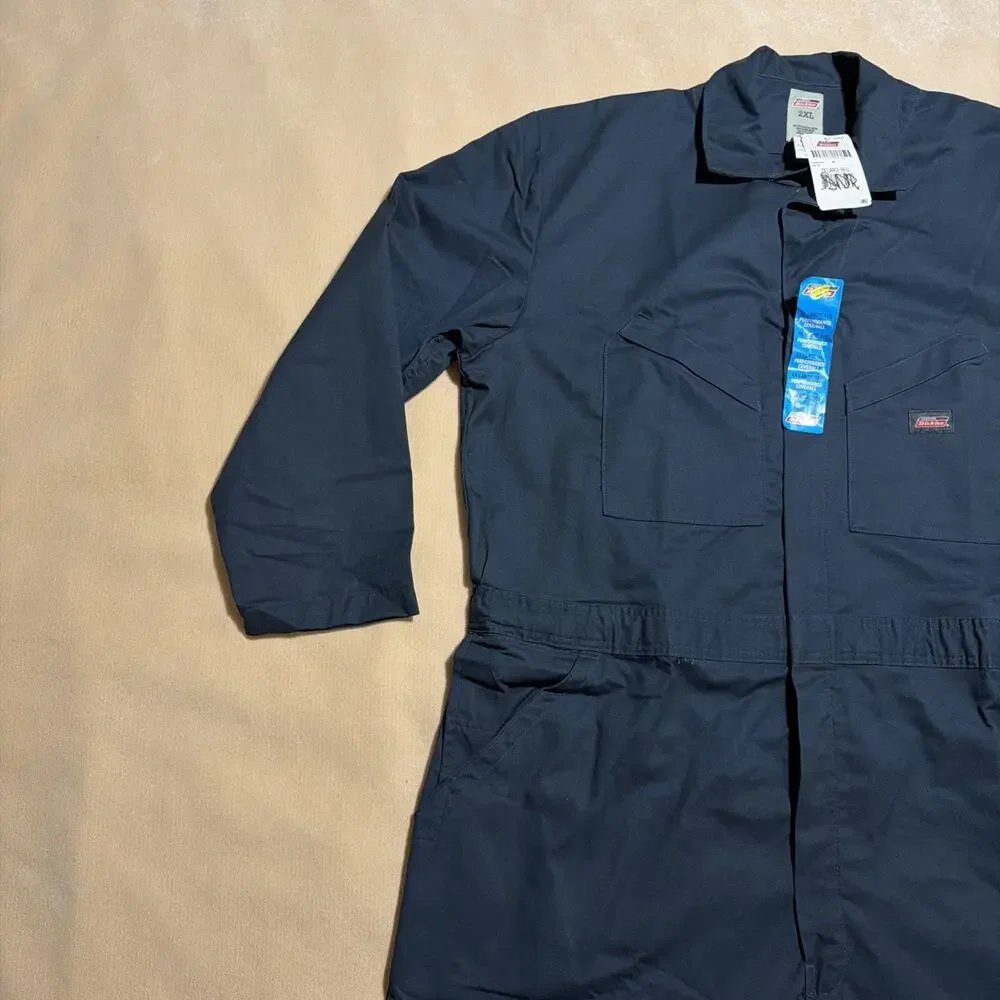 Dickies Coveralls Mens 2XL Navy Blue Work Long Sleeve SEE MEASUREMENTS NEW